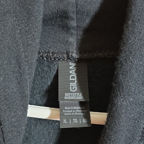 Gildan Black Hoodie with Camouflage American Flag Stripes - Picture 3 of 3